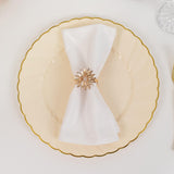 10 Pack 10" Ivory Gold Flair Rim Disposable Dinner Plates, Round Plastic Party Plates