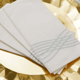 White / Silver Airlaid Soft Linen-Feel Paper Dinner Napkins, Disposable Hand Towels - Wave Design