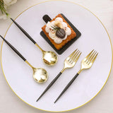 24 Pack | 6inch Gold / Black Premium Disposable Fork / Spoon Silverware Set