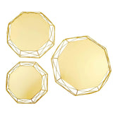 Set of three geometric gold mirrors against a white background #whtbkgd