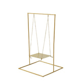 3ft Tall Gold Metal Hanging Cake Stand Swing with Jute Rope, Dessert Display Centerpiece