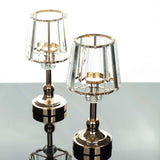 2-Pack 11" Crystal Pendant Candle Holders Lamp Shade Style in Gold, Votive Candle Stand