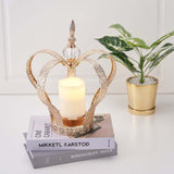 25Inch Gold Metal Crown Pillar Candle Holder Stand, Votive Holder Centerpiece