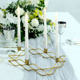 4 Arm | Rectangular Gold Metal Taper Candle Candelabra Candlestick Holder - 12inchx8inch