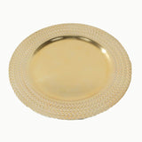 6 Pack Gold Acrylic Charger Plates With Wheat Pattern Rim