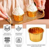 50 Pack Metallic Gold Foil Baking Cake Cups, 3oz Dessert Muffin Cupcake Liners