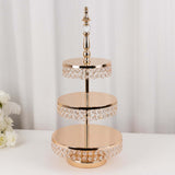 3-Tier Crystal Beaded Gold Metal Cupcake Stand Tower, 26inch Tall Cake Dessert Display Stand