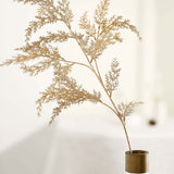 2 Stems | 32inch Metallic Gold Artificial Fern Leaf Branch Vase Filler