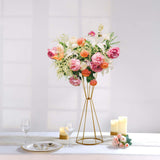 27inch Dual Cone Reversible Gold Metal Geometric Flower Stand, Wedding Vase Pedestal