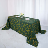 90inch x 156inch Hunter Emerald Green Rectangle Polyester Tablecloth Gold Foil Geometric Pattern