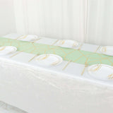 9ft Sage Green With Gold Foil Geometric Pattern Table Runner