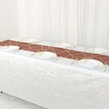 9ft Terracotta (Rust) With Gold Foil Geometric Pattern Table Runner