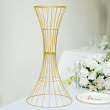 24inch Tall Gold Metal Wire Hourglass Flower Frame Stand, Open Frame Reversible Trumpet