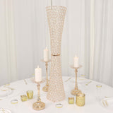 36inch Metallic Gold and Crystal Beaded Hurricane Floral Vase Centerpiece