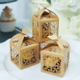 25 Pack | Gold Butterfly Top Laser Cut Lace Favor Candy Gift Boxes