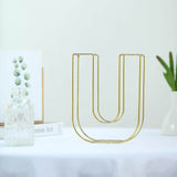 8" Tall | Gold Wedding Centerpiece | Freestanding 3D Decorative Wire Letter | U