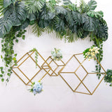 2 Pack | 8inch Square Gold Metal Frame Wedding Flower Stands, Geometric Centerpieces