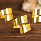 4 Pack | Shiny Gold Metal Swirl Wrap Cuff Band Napkin Rings, Decorative Scroll Serviette