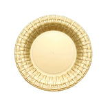 10 Pack Gold Basketweave Rim Plastic Salad Dessert Plates, Round Disposable Appetizer Plates#whtbkgd