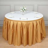 21ft Gold Pleated Polyester Table Skirt, Banquet Folding Table Skirt