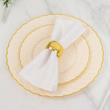 10 Pack 7.5" Ivory Gold Flair Rim Disposable Salad Plates, Round Plastic Dessert Appetizer Plates