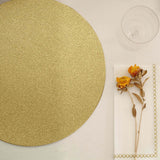 20 Pack | 13inch Gold Glitter Round Disposable Dining Placemats, Decorative Paper Table Mats