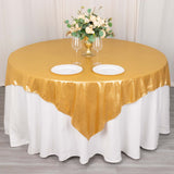 72x72inch Gold Shimmer Sequin Dots Square Polyester Table Overlay