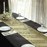 12x108inch Sparkly Gold Leaf Vine Sequin Tulle Table Runner