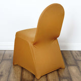 Gold Spandex Stretch Fitted Banquet Slip On Chair Cover - 160 GSM