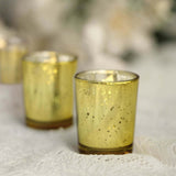 12 Pack | 2inch Gold Mercury Glass Candle Holders, Votive Tealight Holders - Speckled Design