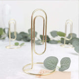 5 Pack | Gold Metal 5 Paperclip Card Holder Stands, Table Number Stands, Wedding Table Menu Clips