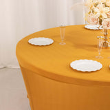 6ft Gold Round Stretch Spandex Tablecloth Fitted Table Cover for 72 inch Tables