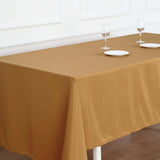 72"x120" Gold Polyester Polyester Rectangle Tablecloth, Reusable Linen Tablecloth