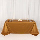 90x132inch Shimmer Gold Premium Scuba Rectangle Tablecloth, Wrinkle Free Seamless Polyester