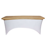 Metallic Gold Spandex Stretch Fitted Banquet Table Top Cover 6ft Wrinkle Free Fitted Table Cover