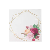 20 Pack | 2 Ply Soft White / Gold Hexagon Frame Floral Paper Napkins#whtbkgd