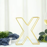 8" Tall | Gold Wedding Centerpiece | Freestanding 3D Decorative Wire Letter | X