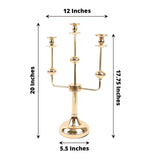 20inch Gold Metal 3-Arm Taper Candle Stick Candelabra, Candle Holder Stand Wedding Centerpiece