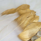 30 Pack | Metallic Gold Dipped White Real Goose Feathers | Craft Feathers for Party Decoration