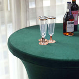 Hunter Emerald Green Premium Velvet Spandex Fit Cocktail Tablecloth With Foot Pockets