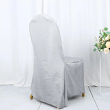 10 Pack Silver Polyester Banquet Chair Covers, Reusable Stain Resistant Slip On Chair Covers