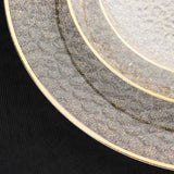 10 Pack Glitter Gold Clear Hammered Plastic Charger Plates, Round Disposable Serving Plates