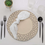 6 Pack Matte Finish Taupe Hammered Charger Plates, Flat Modern Dinner Serving Plates - 13inch