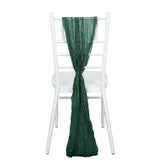 5 Pack | Hunter Emerald Green Gauze Cheesecloth Boho Chair Sashes - 16inch x 88inch