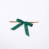 50 Pcs 3inch Hunter Green Satin Pre Tied Ribbon Bows, Gift Basket Party Favor Bags Decor - Classic