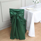 Hunter Emerald Green Satin Self-Tie Universal Chair Cover, Folding, Dining, Banquet