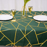 54"x54" Hunter Emerald Green Polyester Square Overlay With Gold Foil Geometric Pattern