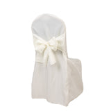10-Pack Polyester Slip-On Banquet Chair Covers with Attached Sashes#whtbkgd