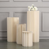 40inch Ivory Cylinder Display Column Stand, Pillar Pedestal Stand With Top Plate