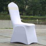 5 Pack | Ivory | Reversible Chair Sashes with Buckle | Double Sided Pre-tied Bow Tie Chair Bands | Satin & Faux Leather